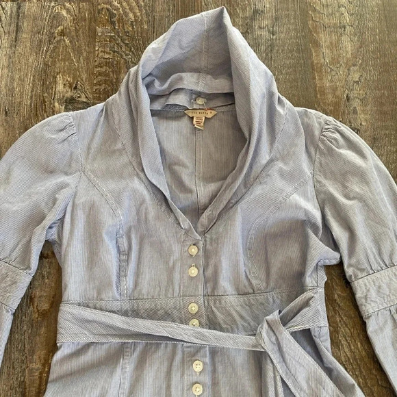 Ted Baker | Blue & White Stripe Belted Shirt Dress - Picture 2 of 7